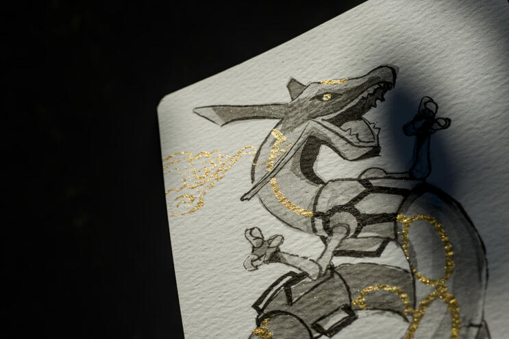 Gold detailing under sunlight